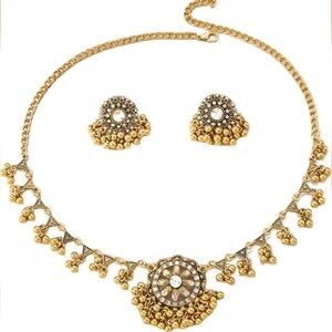 Macy's Gold-Tone Floral Pendant Necklace with Jhumka Earrings